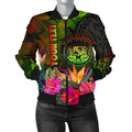 FUNSTUFFPRINT Bomber Jacket Polynesian Hawaii Polynesian Personalised - Hibiscus and Banana Leaves 3D Bomber Jacket