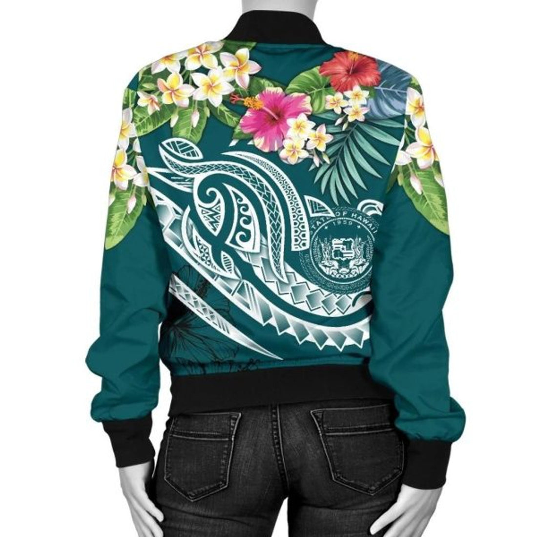FUNSTUFFPRINT Bomber Jacket Polynesian Hawaii - Summer Plumeria 3D Bomber Jacket