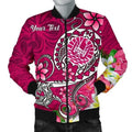 FUNSTUFFPRINT Bomber Jacket Tahiti Custom Personalised - Turtle Plumeria (Pink) 3D Bomber Jacket