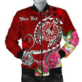 FUNSTUFFPRINT Bomber Jacket Tahiti Custom Personalised - Turtle Plumeria (Red) 3D Bomber Jacket