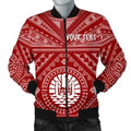 FUNSTUFFPRINT Bomber Jacket Tahiti Personalised - Tahiti Seal In Polynesian Tattoo Style (Red) 3D Bomber Jacket