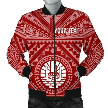 FUNSTUFFPRINT Bomber Jacket Tahiti Personalised - Tahiti Seal In Polynesian Tattoo Style (Red) 3D Bomber Jacket