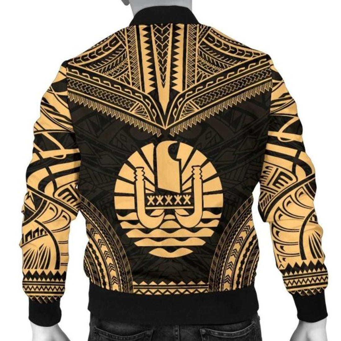 FUNSTUFFPRINT Bomber Jacket Tahiti Polynesian Chief - Gold Version 3D Bomber Jacket