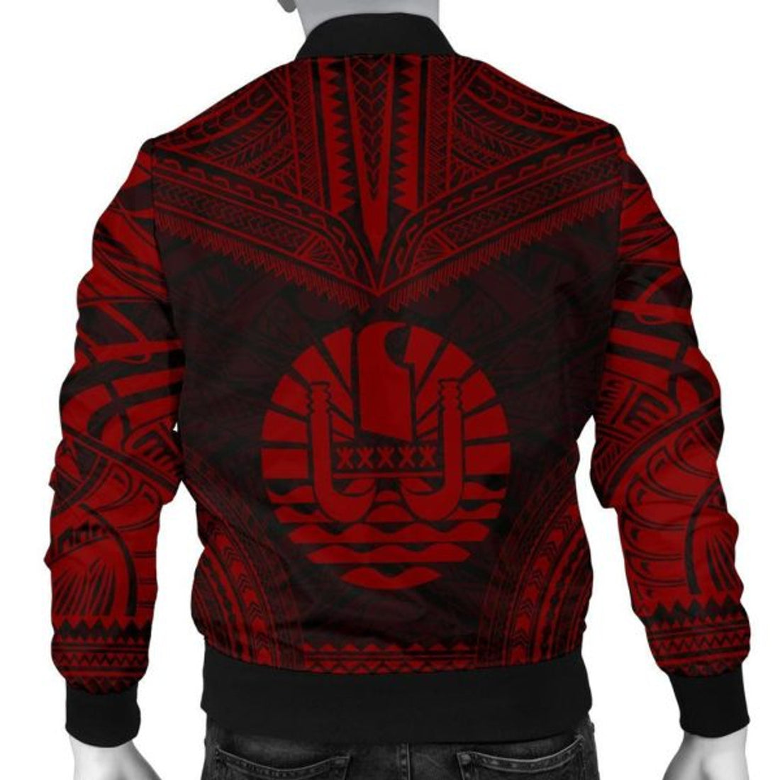 FUNSTUFFPRINT Bomber Jacket Tahiti Polynesian Chief - Red Version 3D Bomber Jacket