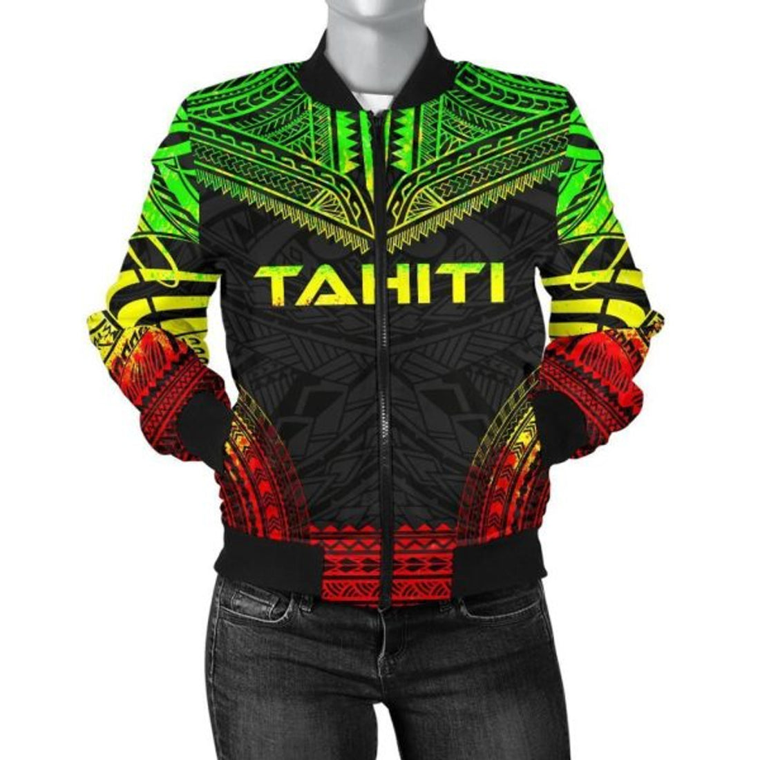 FUNSTUFFPRINT Bomber Jacket Tahiti Polynesian Chief - Reggae Version 3D Bomber Jacket