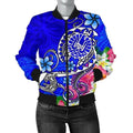 FUNSTUFFPRINT Bomber Jacket Tahiti - Turtle Plumeria (Blue) 3D Bomber Jacket