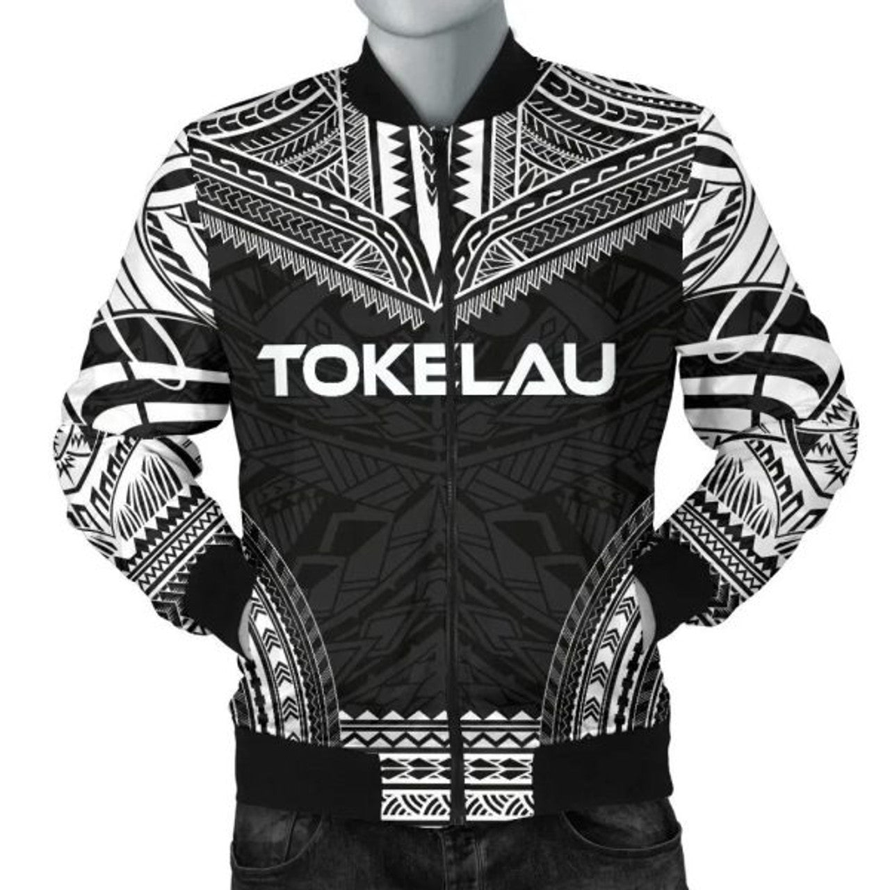 FUNSTUFFPRINT Bomber Jacket Tokelau Polynesian Chief - Black Version 3D Bomber Jacket