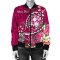 FUNSTUFFPRINT Bomber Jacket Tonga Custom Personalised - Turtle Plumeria (Pink) 3D Bomber Jacket