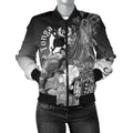 FUNSTUFFPRINT Bomber Jacket Tonga - Humpback Whale with Tropical Flowers (White) 3D Bomber Jacket