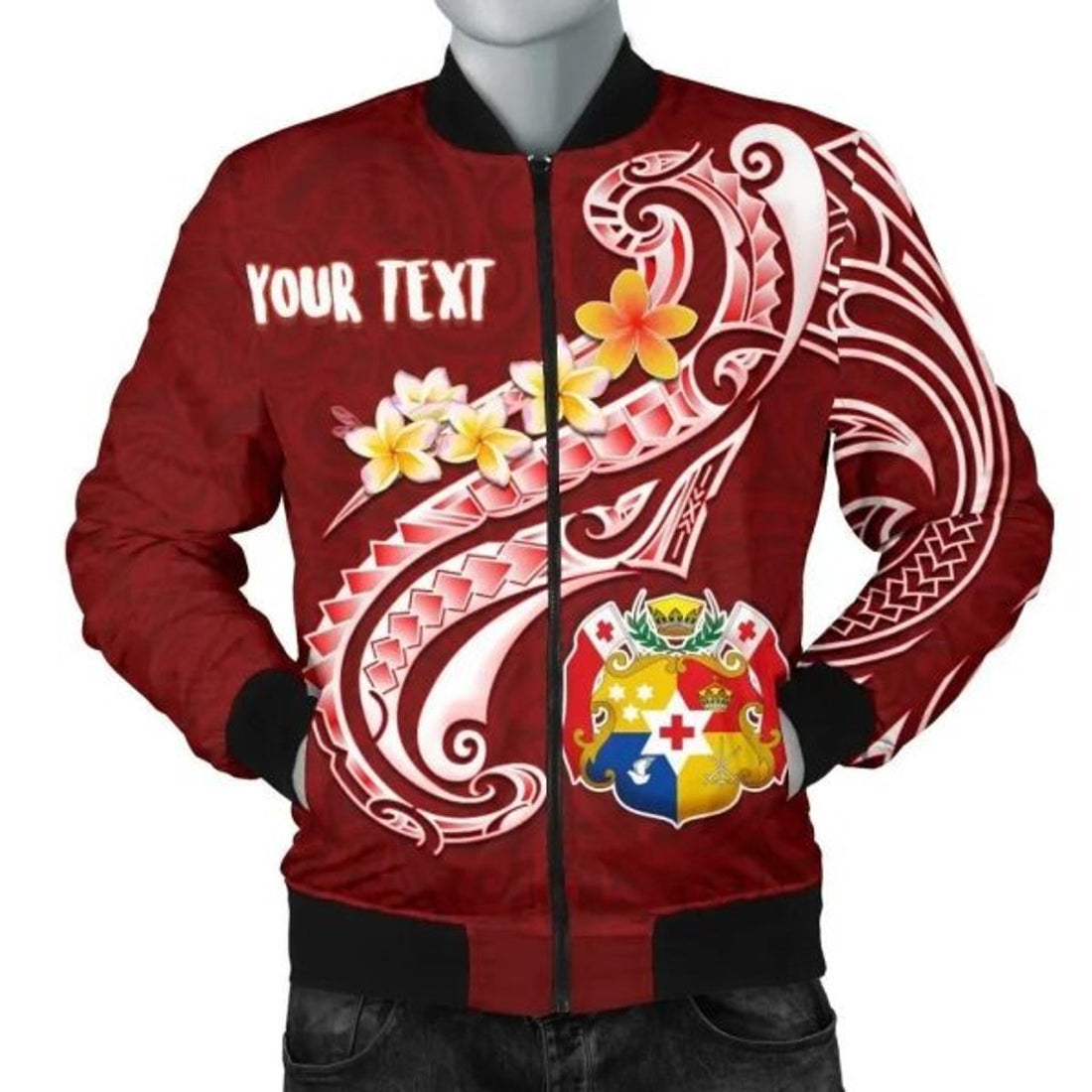 FUNSTUFFPRINT Bomber Jacket Tonga Personalised - Tonga Coat Of Arms With Polynesian Patterns 3D Bomber Jacket