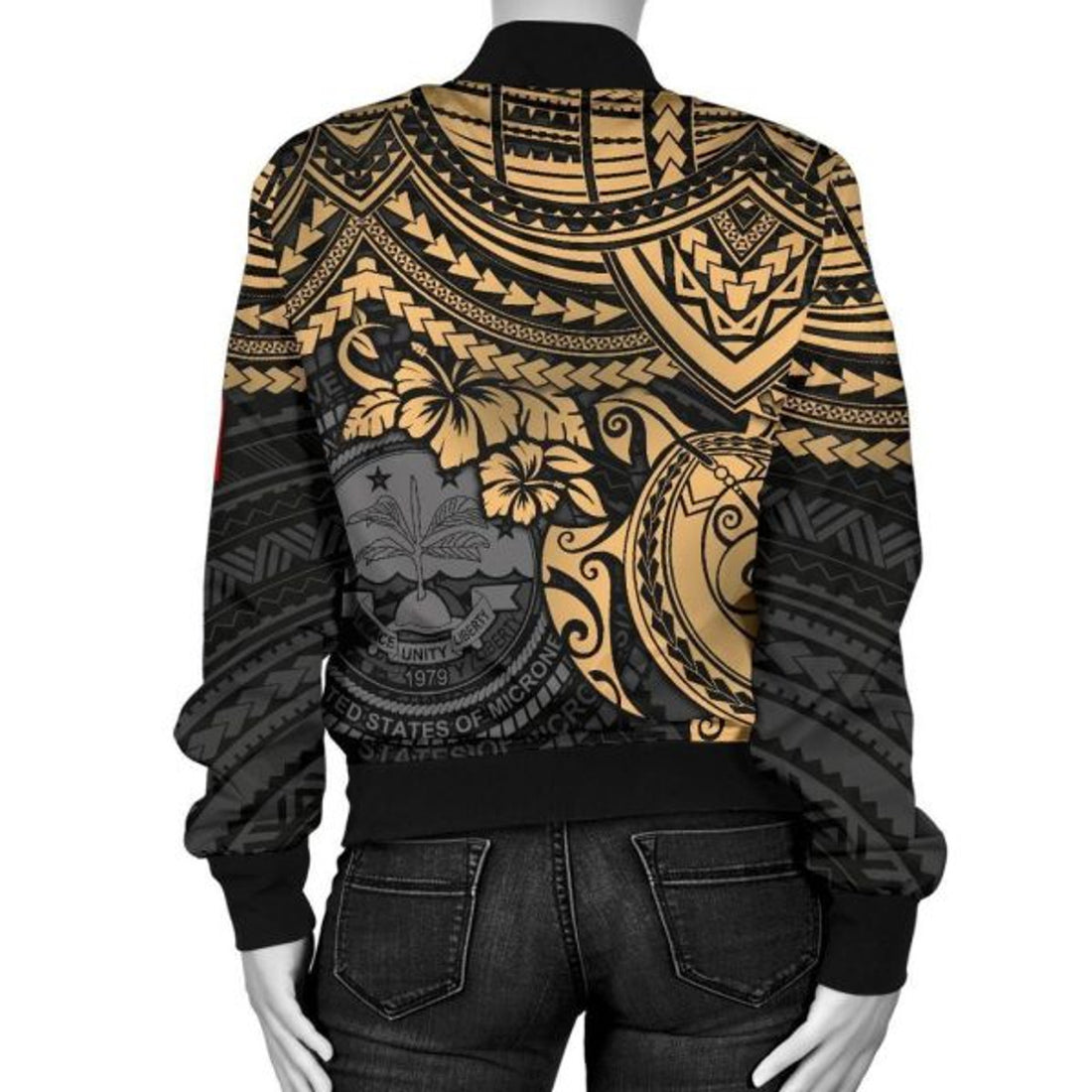 FUNSTUFFPRINT Bomber Jacket Tonga Polynesian - Golden Turtle 3D Bomber Jacket