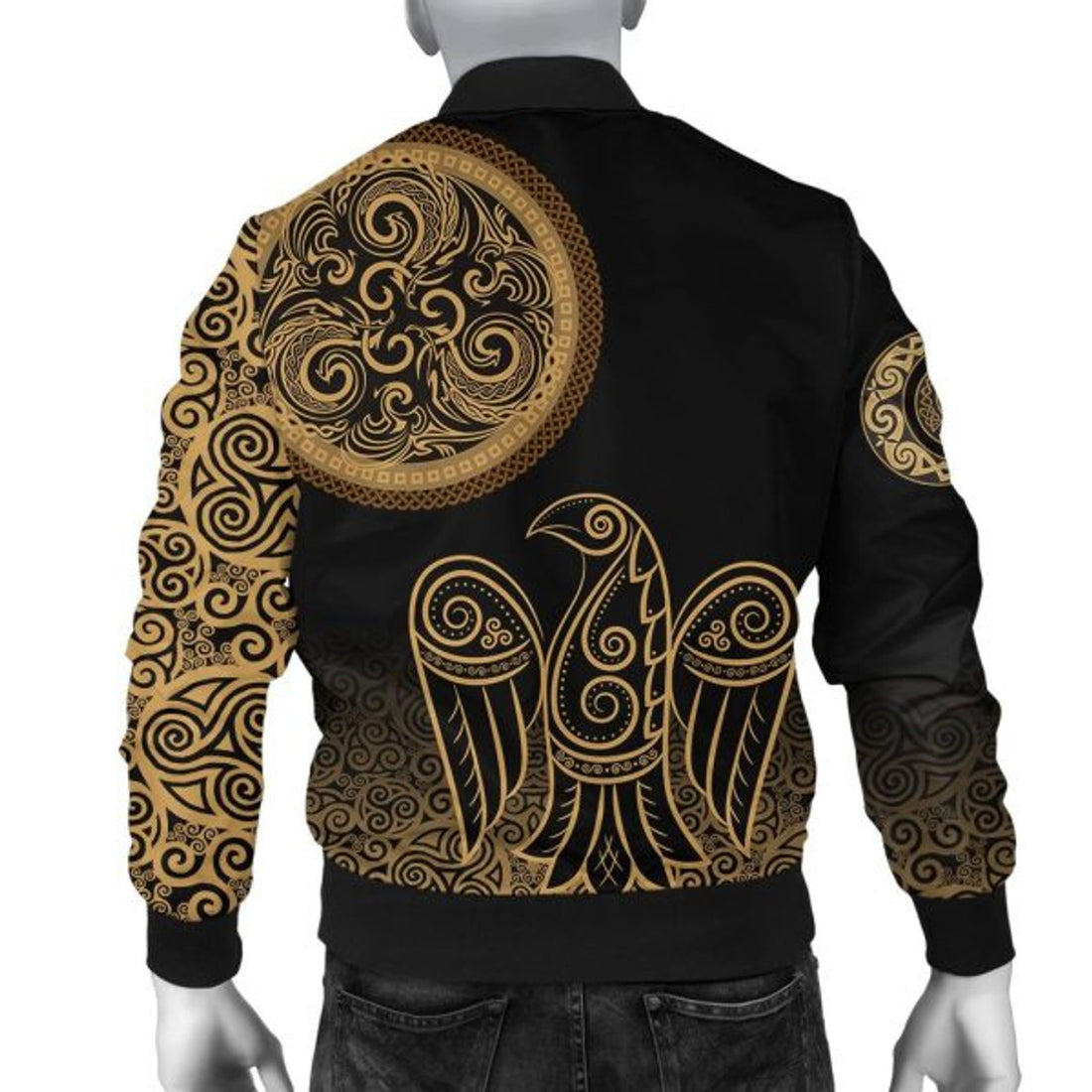 FUNSTUFFPRINT Bomber Jacket - Triskele Raven Celtic 3D Bomber Jacket