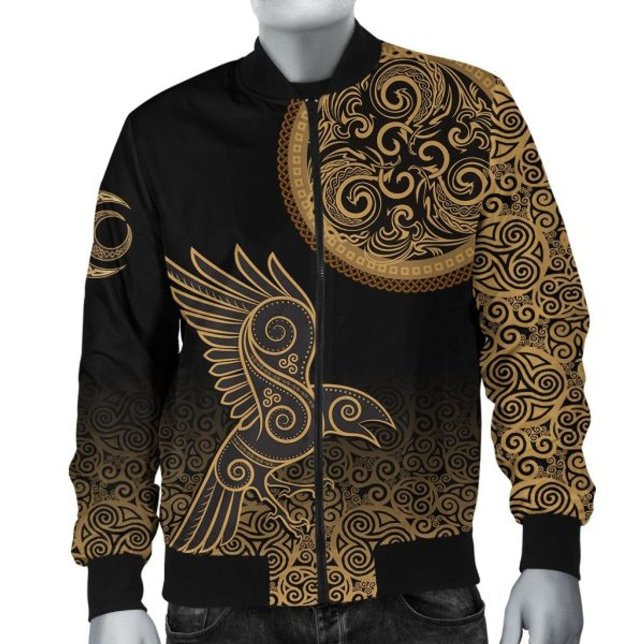 FUNSTUFFPRINT Bomber Jacket - Triskele Raven Celtic 3D Bomber Jacket