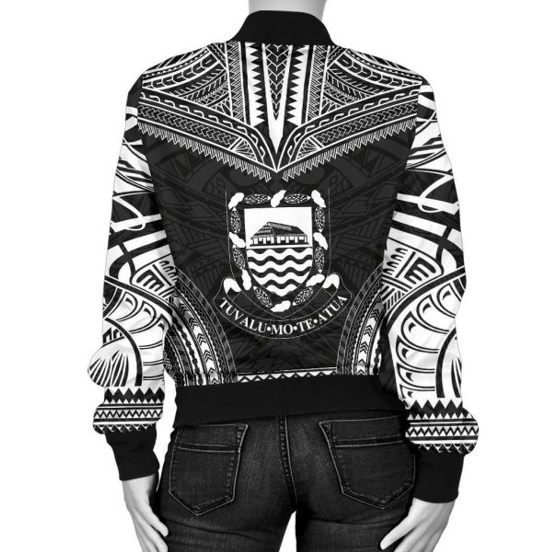 FUNSTUFFPRINT Bomber Jacket Tuvalu Polynesian Chief - Black Version 3D Bomber Jacket