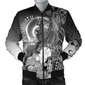 FUNSTUFFPRINT Bomber Jacket Vanuatu - Humpback Whale with Tropical Flowers (White) 3D Bomber Jacket