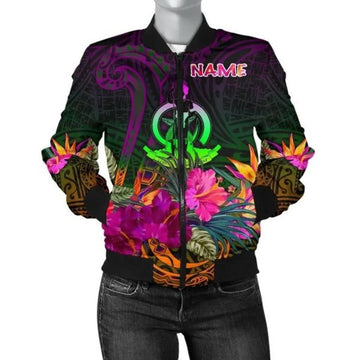 FUNSTUFFPRINT Custom Bomber Jacket Vanuatu Personalised - Summer Hibiscus 3D Bomber Jacket