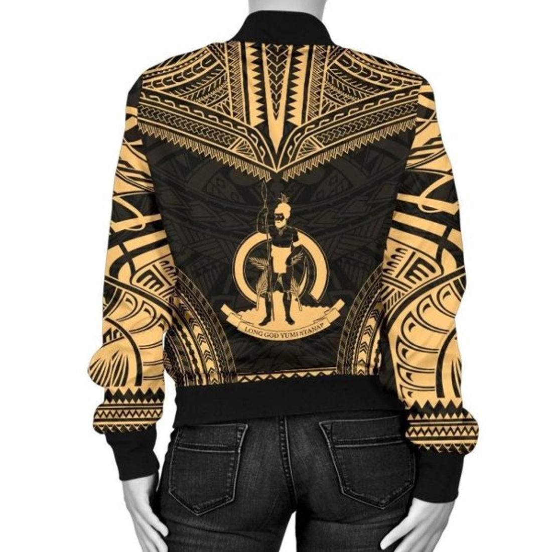 FUNSTUFFPRINT Bomber Jacket Vanuatu Polynesian Chief - Gold Version 3D Bomber Jacket