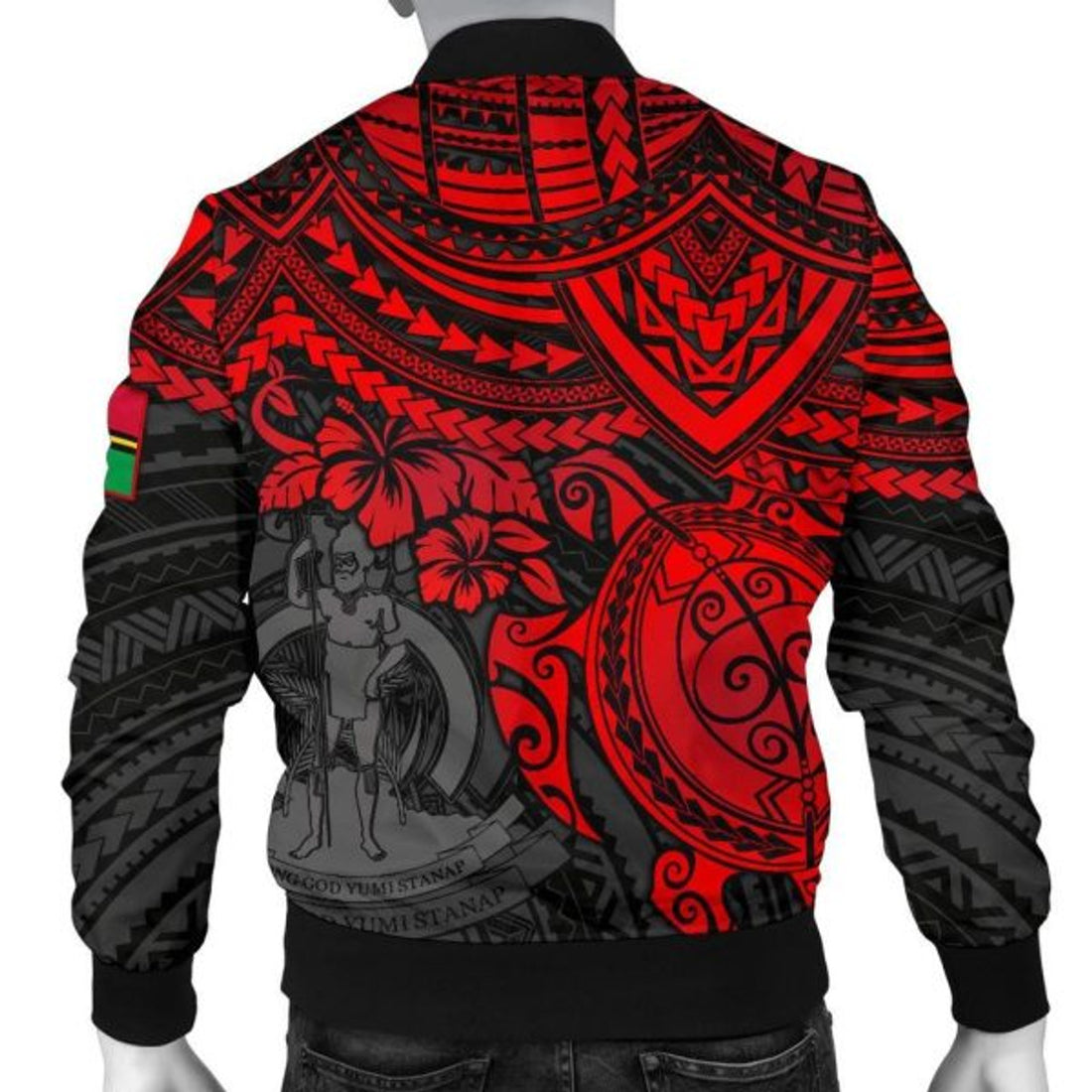 FUNSTUFFPRINT Bomber Jacket Vanuatu Polynesian - Red Turtle 3D Bomber Jacket