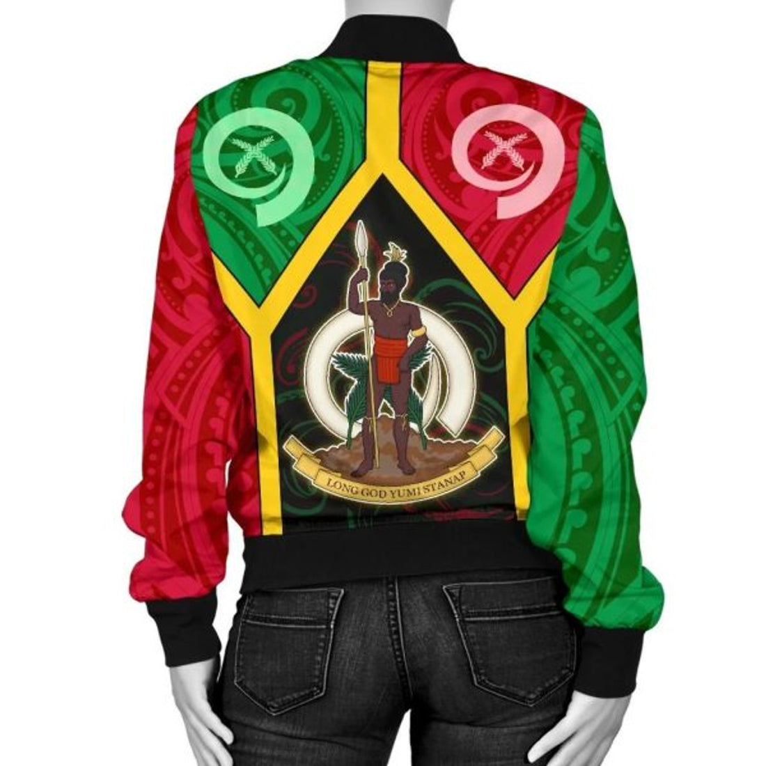 FUNSTUFFPRINT Bomber Jacket Vanuatu Polynesian - Vanuatu Flag and Coat Of Arms 3D Bomber Jacket