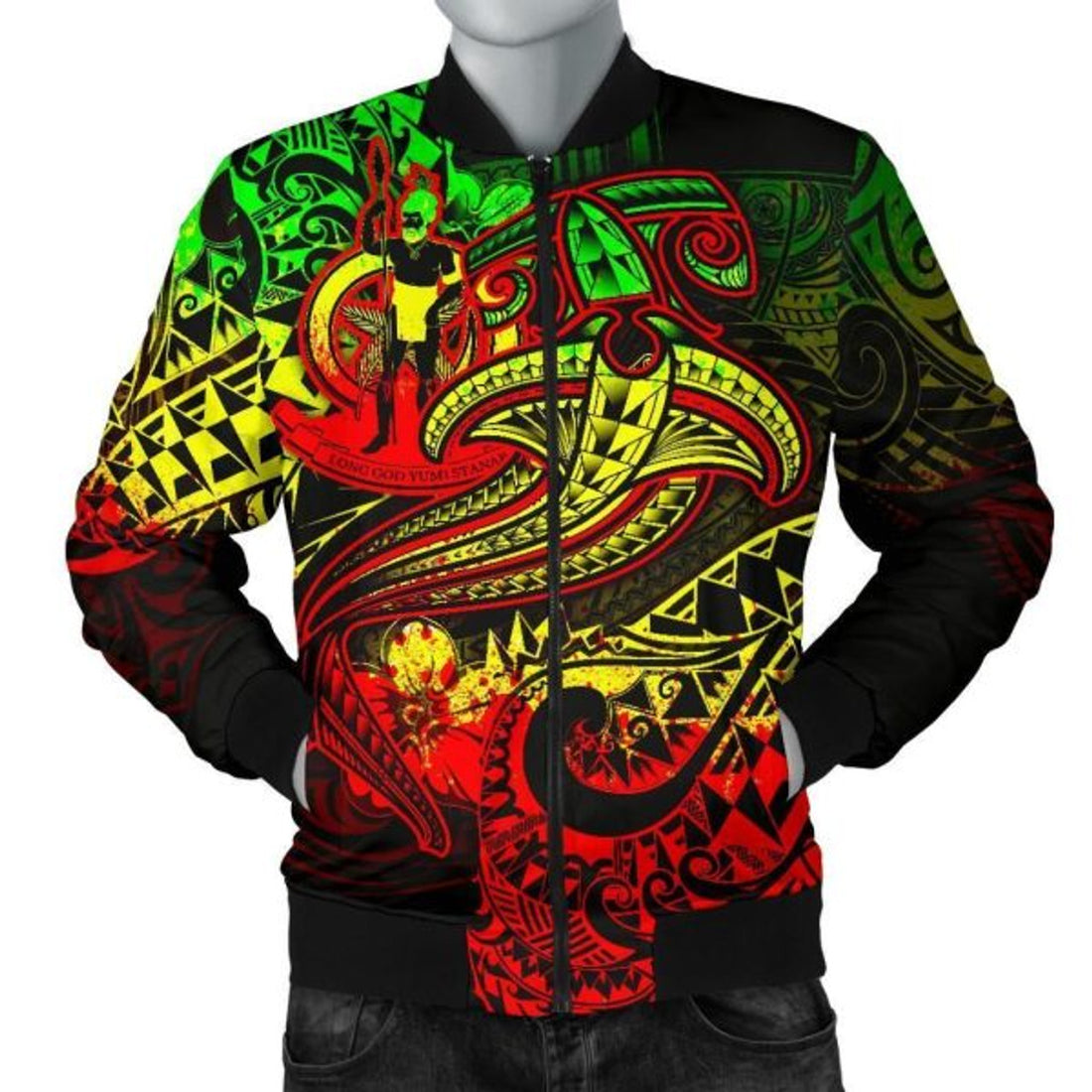 FUNSTUFFPRINT Bomber Jacket Vanuatu - Reggae Shark Tattoo 3D Bomber Jacket