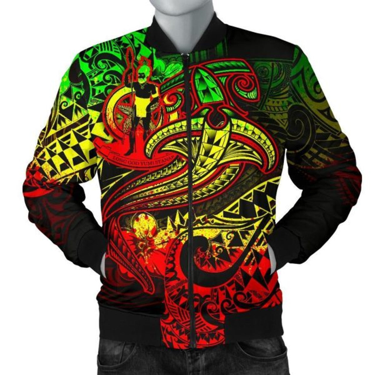 FUNSTUFFPRINT Bomber Jacket Vanuatu - Reggae Shark Tattoo 3D Bomber Jacket