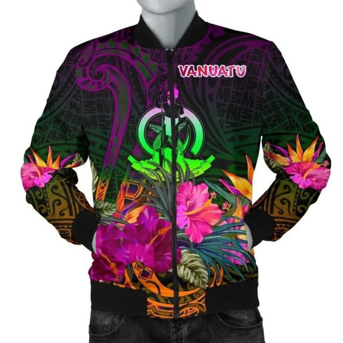 FUNSTUFFPRINT Bomber Jacket Vanuatu - Summer Hibiscus 3D Bomber Jacket