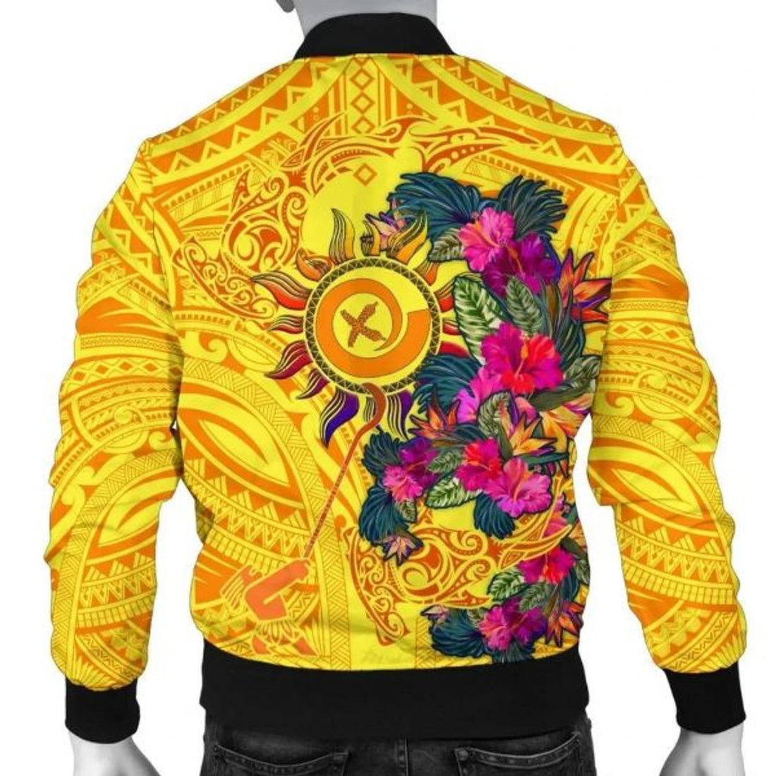FUNSTUFFPRINT Bomber Jacket Vanuatu - Vanuatu Symbols With Hibiscus 3D Bomber Jacket