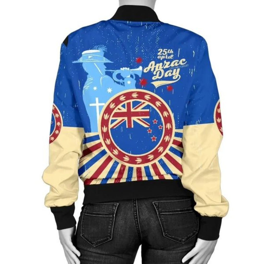 FUNSTUFFPRINT Bomber Jacket Vintage Style - Happy New Zealand Anzac Day 3D Bomber Jacket