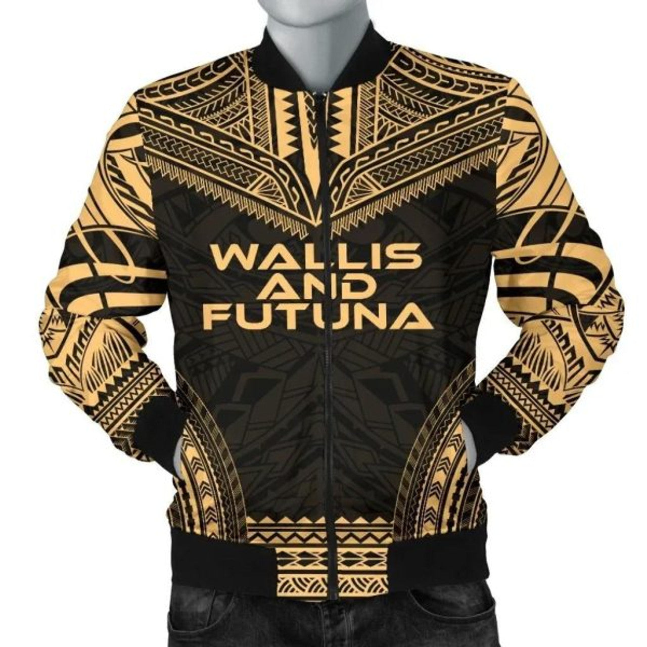 FUNSTUFFPRINT Bomber Jacket Wallis And Futuna Polynesian Chief - Gold Version 3D Bomber Jacket