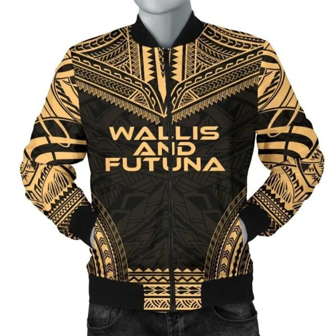FUNSTUFFPRINT Bomber Jacket Wallis And Futuna Polynesian Chief - Gold Version 3D Bomber Jacket