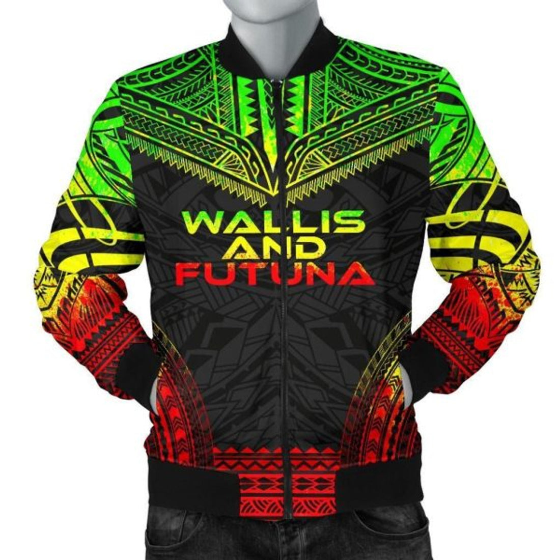 FUNSTUFFPRINT Bomber Jacket Wallis And Futuna Polynesian Chief - Reggae Version 3D Bomber Jacket