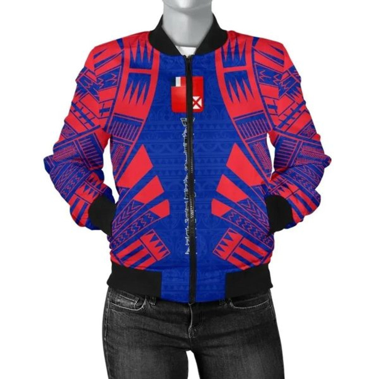 FUNSTUFFPRINT Bomber Jacket Wallis And Futuna Polynesian Tattoo Flag 3D Bomber Jacket