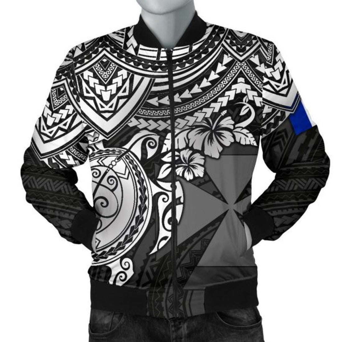 FUNSTUFFPRINT Bomber Jacket Wallis and Futuna Polynesian - White Turtle 3D Bomber Jacket