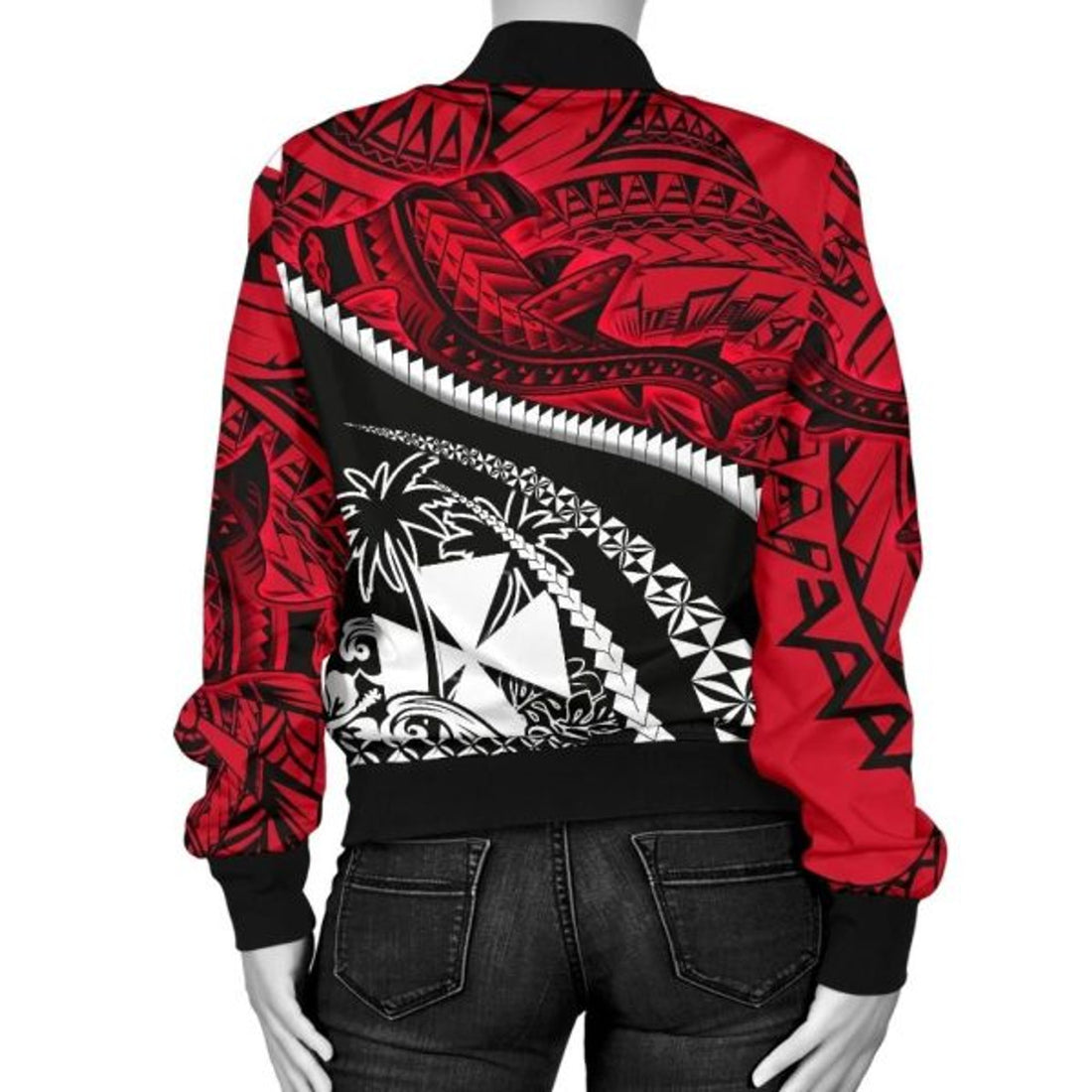 FUNSTUFFPRINT Bomber Jacket Wallis and Futuna Tapa Polynesian Shark Tattoo 3D Bomber Jacket