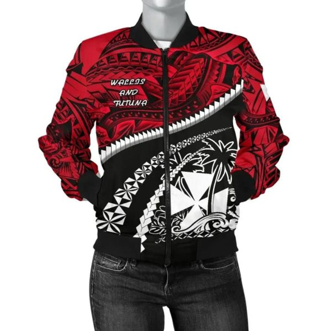 FUNSTUFFPRINT Bomber Jacket Wallis and Futuna Tapa Polynesian Shark Tattoo 3D Bomber Jacket