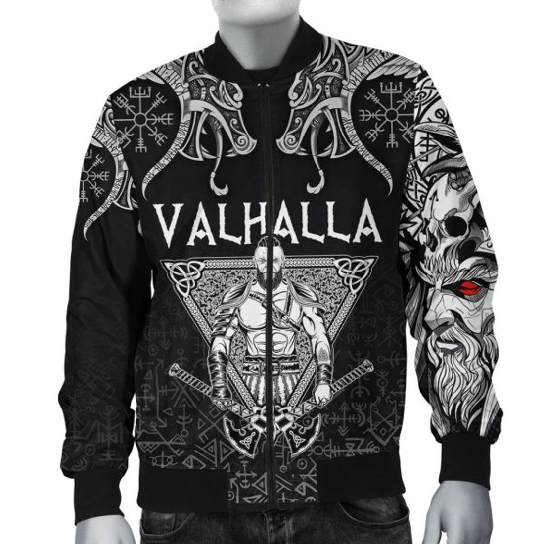 FUNSTUFFPRINT Bomber Jacket Warrior Valhalla and Double Dragon 3D Bomber Jacket