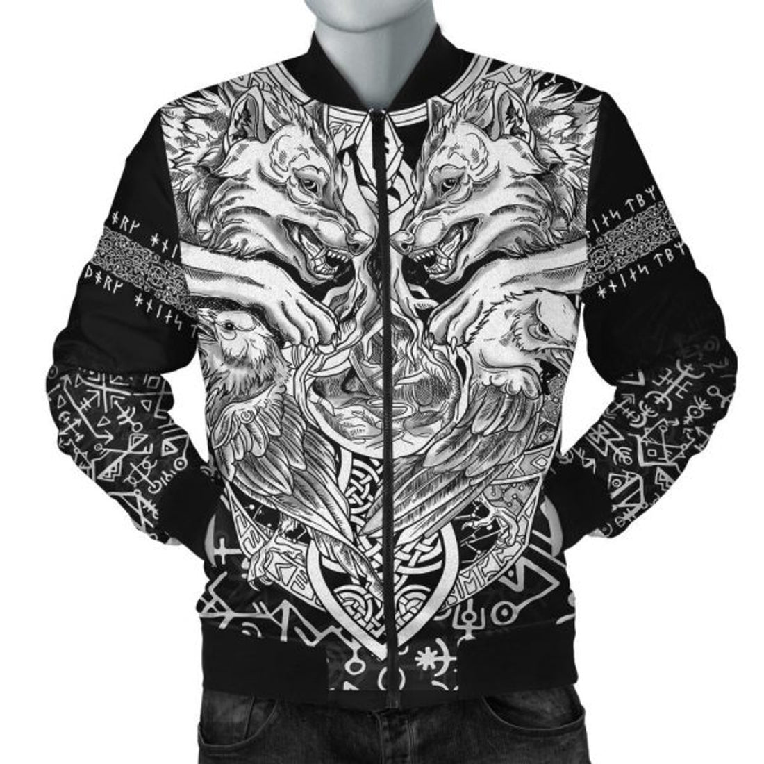 FUNSTUFFPRINT Bomber Jacket - Wolf And Raven Special 3D Bomber Jacket