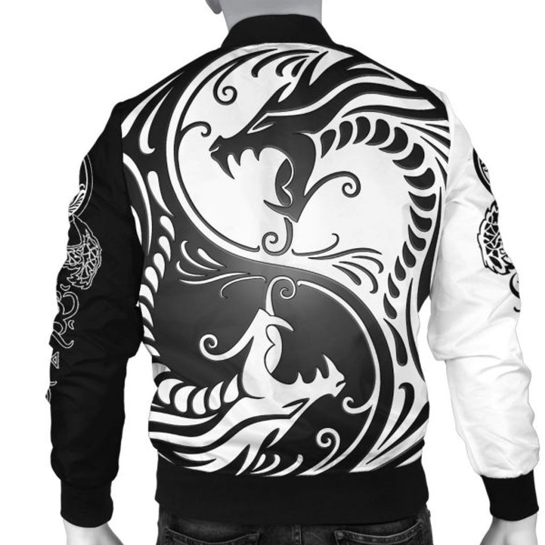 FUNSTUFFPRINT Bomber Jacket - Ying Yang Dragon 3D Bomber Jacket