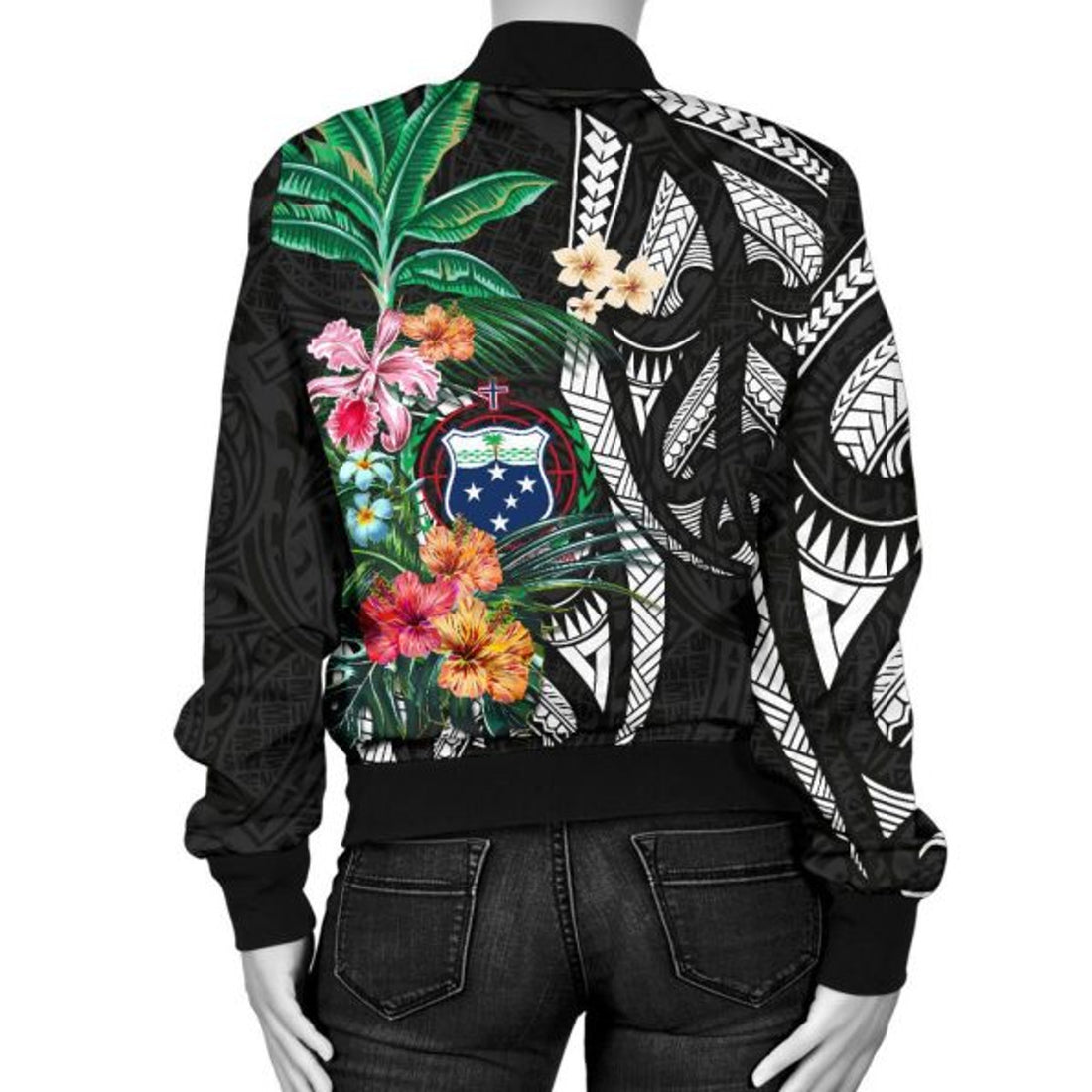 FUNSTUFFPRINT Bomber Jacketamoa Coat Of Arms Polynesian With Hibiscus 3D Bomber Jacket