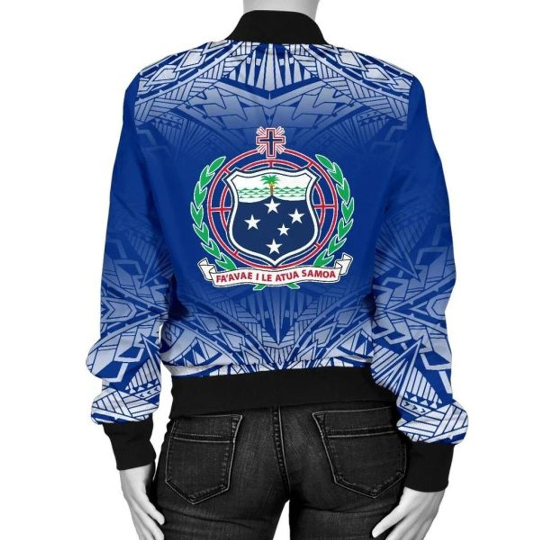 FUNSTUFFPRINT Bomber Jacketamoa Custom Personalised - Polynesian Fog Blue 3D Bomber Jacket