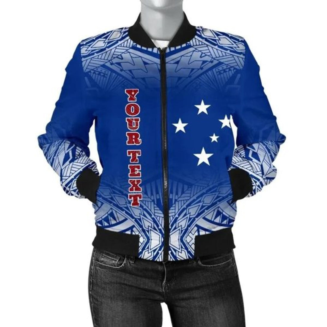 FUNSTUFFPRINT Bomber Jacketamoa Custom Personalised - Polynesian Fog Blue 3D Bomber Jacket