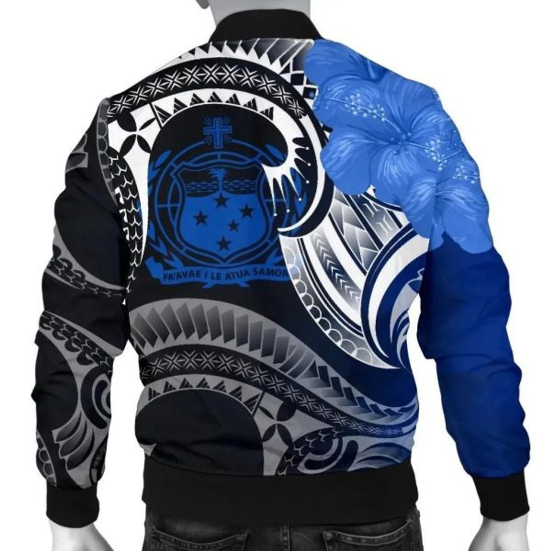 FUNSTUFFPRINT Bomber Jacketamoa Custom Personalised - Samoa Seal Wave Style (Blue) 3D Bomber Jacket