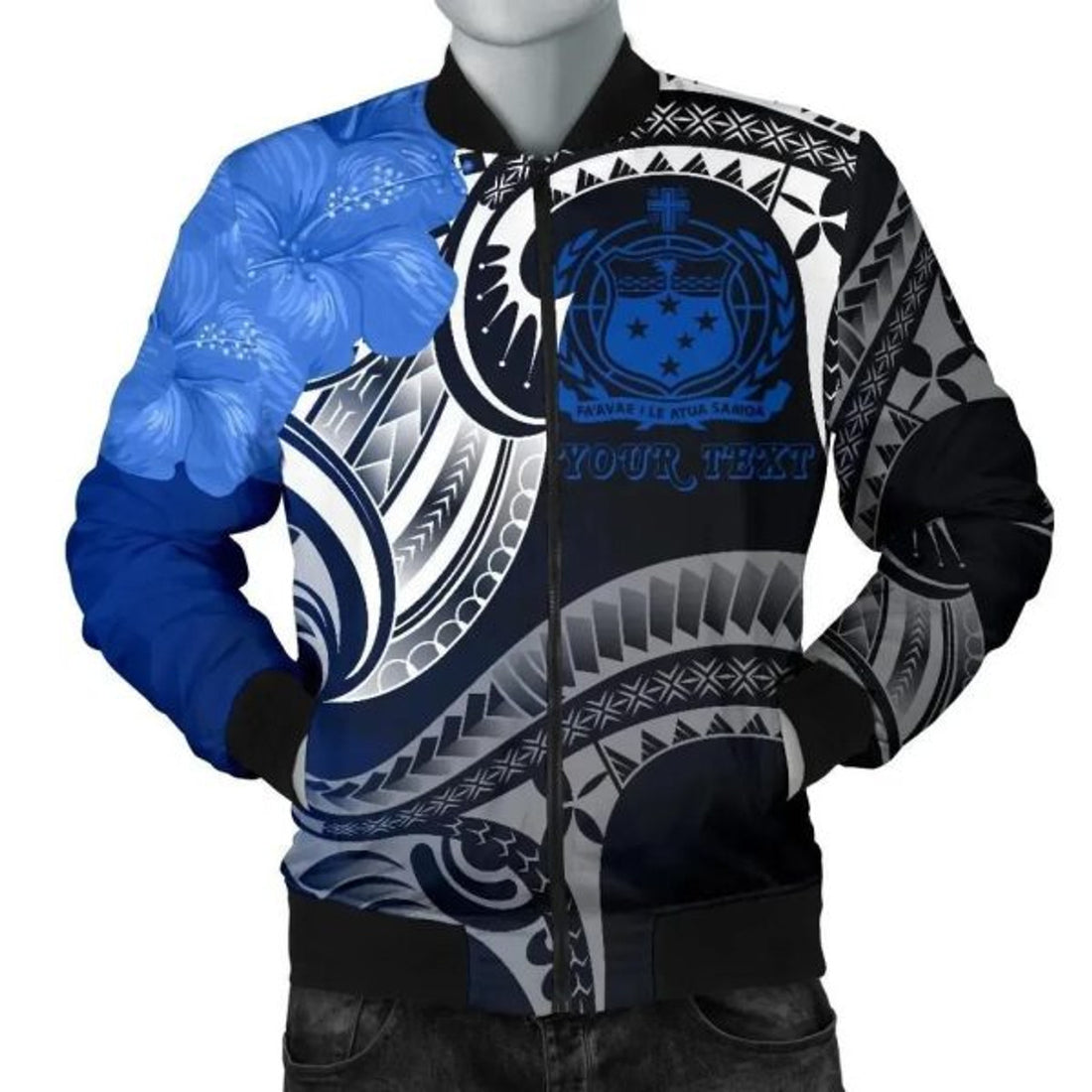 FUNSTUFFPRINT Bomber Jacketamoa Custom Personalised - Samoa Seal Wave Style (Blue) 3D Bomber Jacket