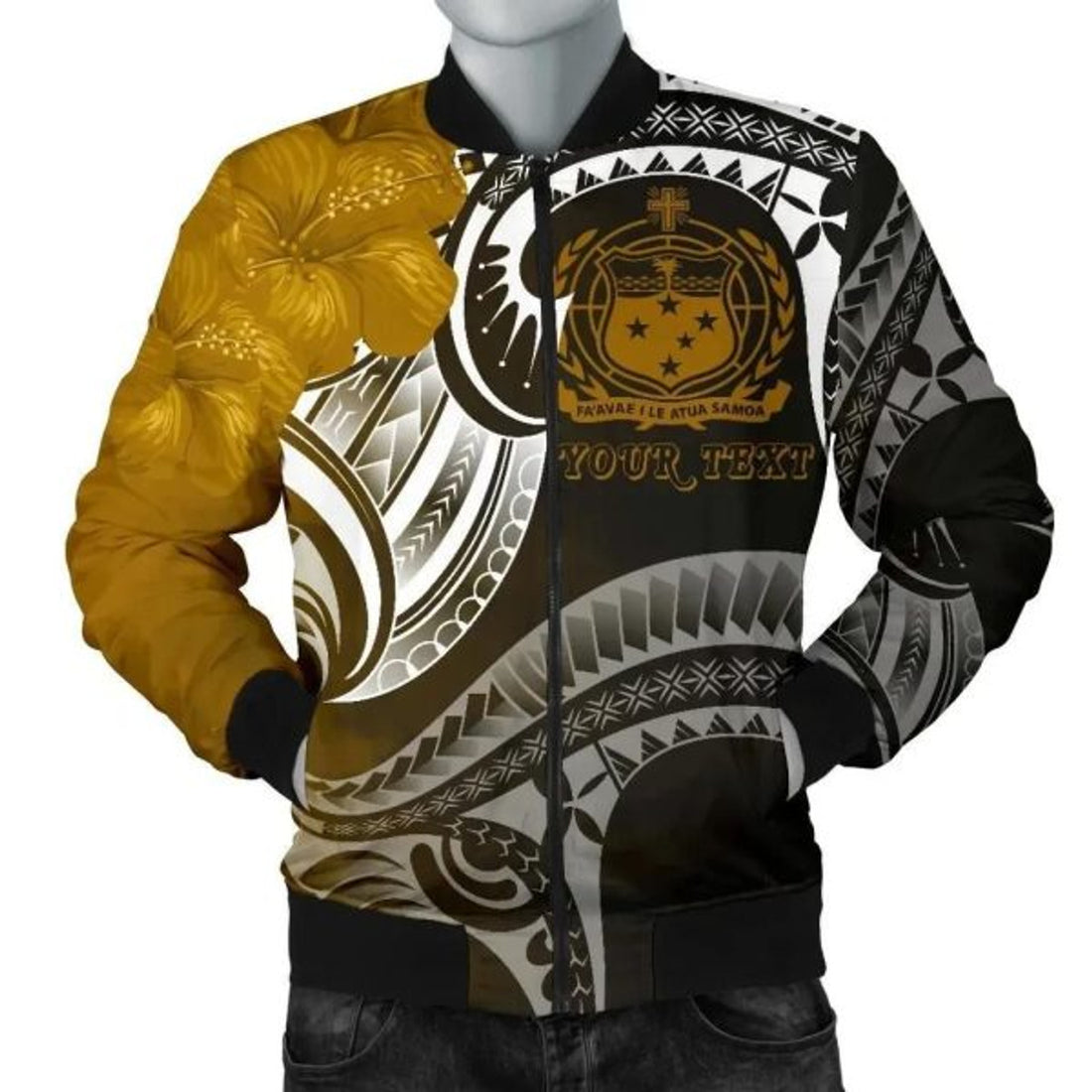 FUNSTUFFPRINT Bomber Jacketamoa Custom Personalised - Samoa Seal Wave Style (Gold) 3D Bomber Jacket