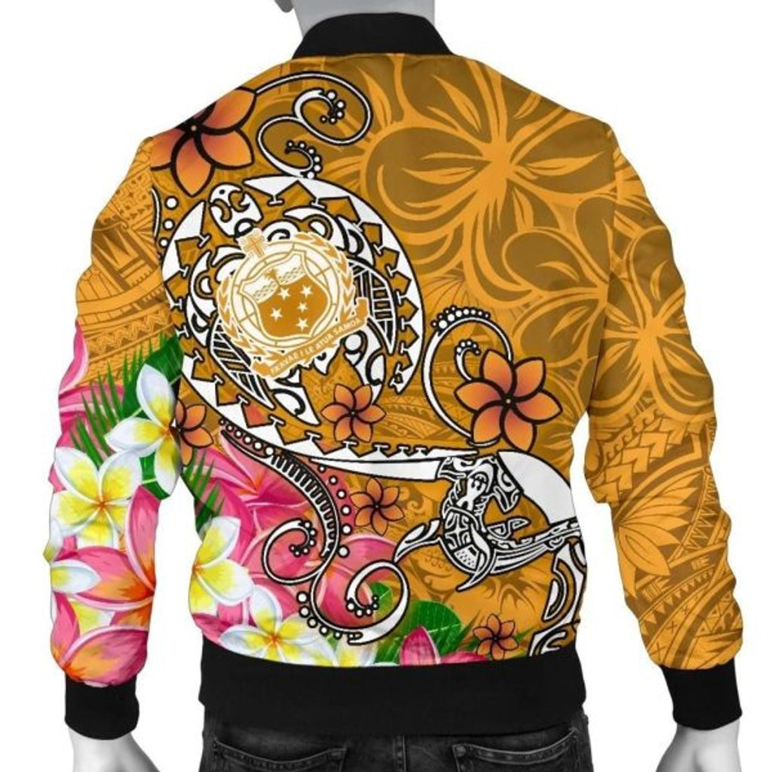 FUNSTUFFPRINT Bomber Jacketamoa Custom Personalised - Turtle Plumeria (Gold) 3D Bomber Jacket