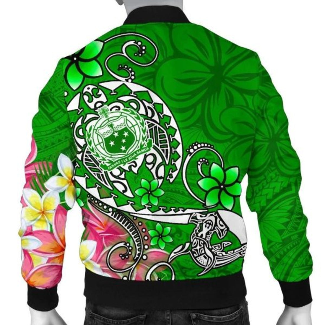 FUNSTUFFPRINT Bomber Jacketamoa Custom Personalised - Turtle Plumeria (Green) 3D Bomber Jacket