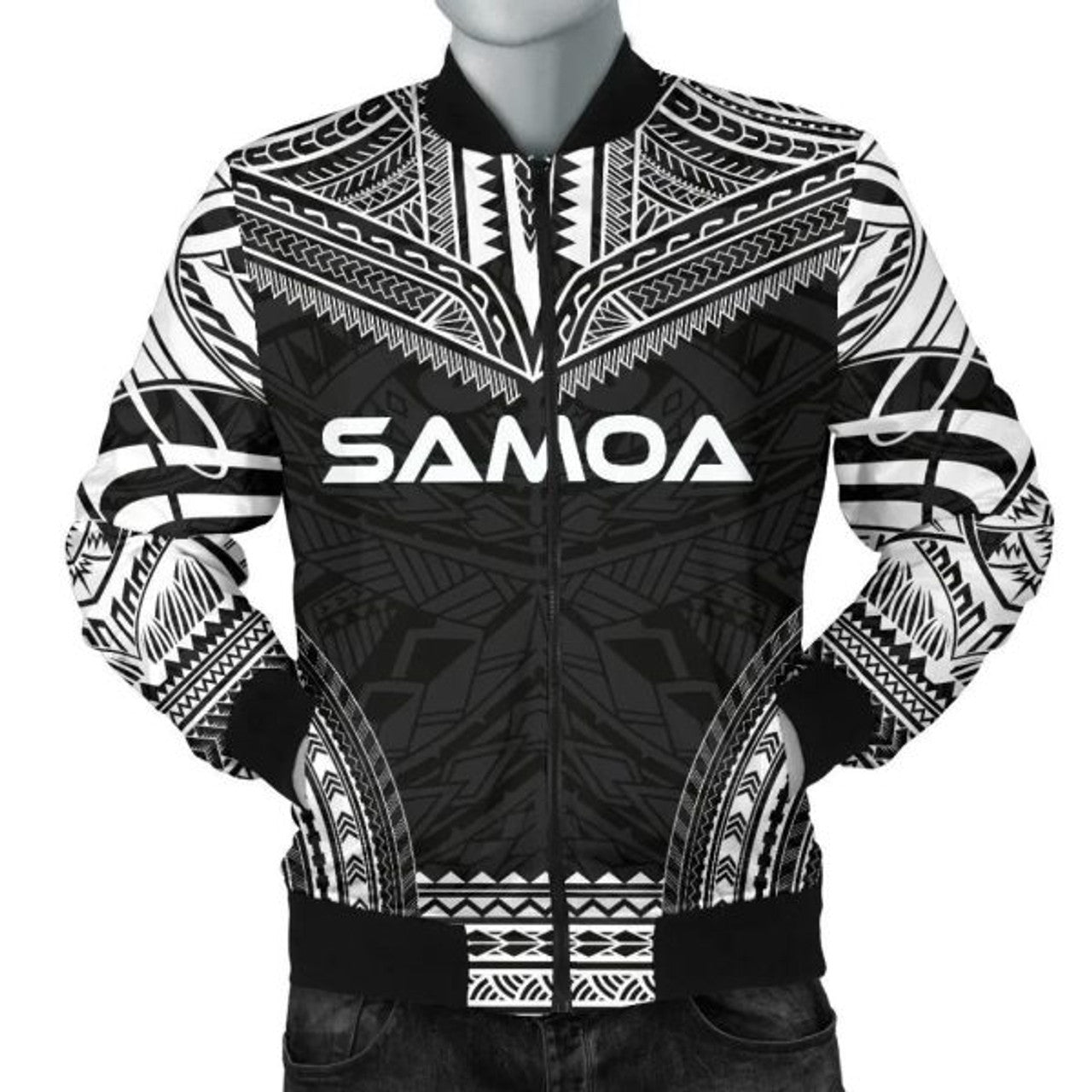 FUNSTUFFPRINT Bomber Jacketamoa Polynesian Chief - Black Version 3D Bomber Jacket