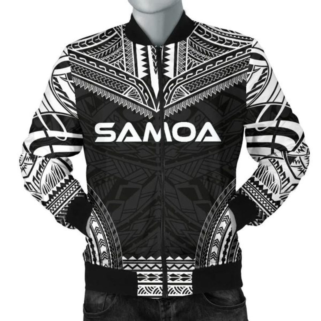 FUNSTUFFPRINT Bomber Jacketamoa Polynesian Chief - Black Version 3D Bomber Jacket