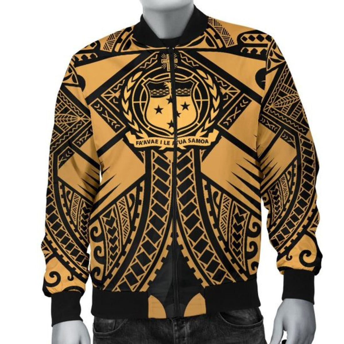 FUNSTUFFPRINT Bomber Jacketamoa Polynesian - Samoa Gold Seal with Polynesian Tattoo 3D Bomber Jacket