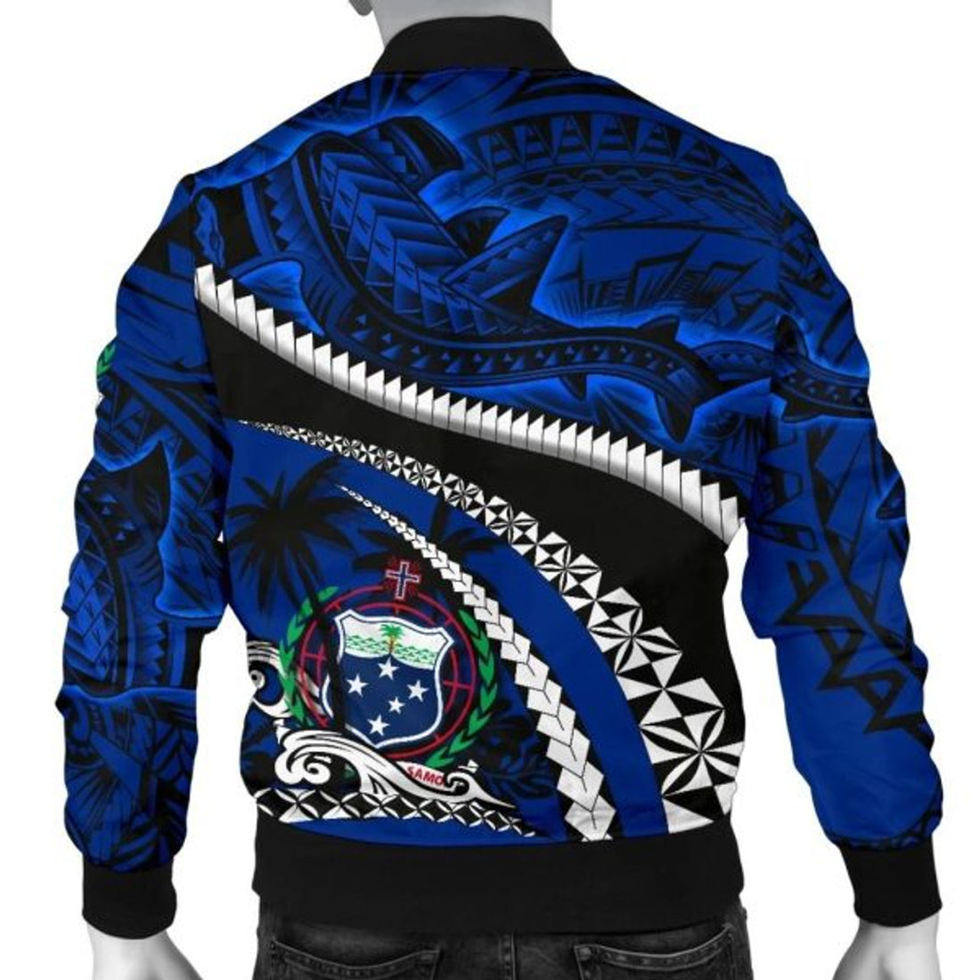 FUNSTUFFPRINT Bomber Jacketamoa Polynesian Shark Tattoo 3D Bomber Jacket
